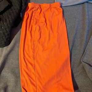 orange long skirt